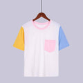 Summer New Hot Sale Color Matching Pocket T-Shirt