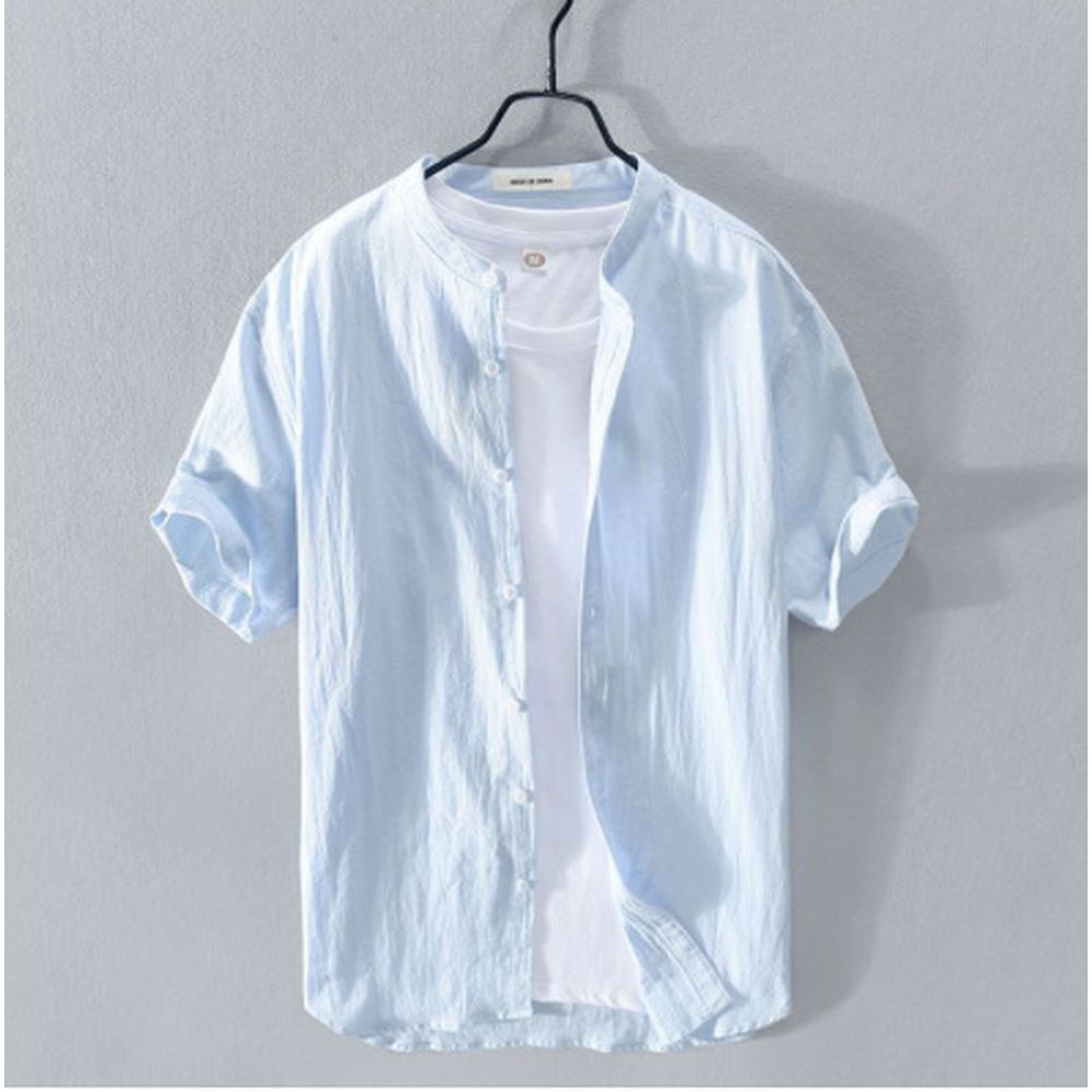 Men's Linen Short Sleeve Loose Casual Shirt