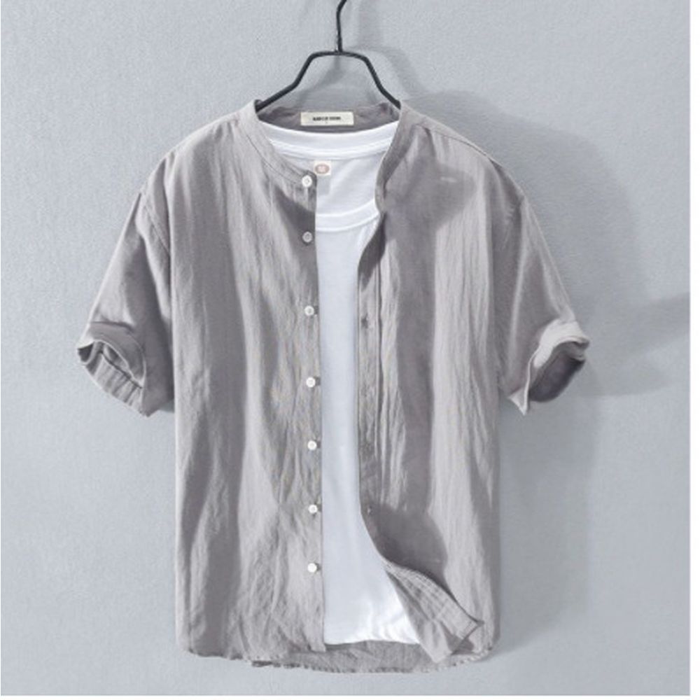 Men's Linen Short Sleeve Loose Casual Shirt