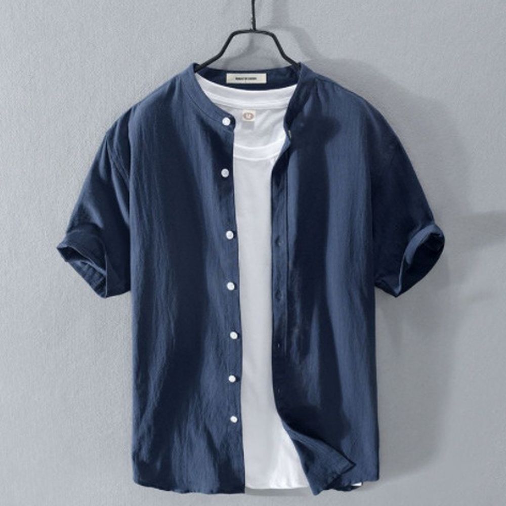 Men's Linen Short Sleeve Loose Casual Shirt