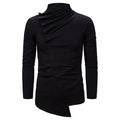 Men's Fashion Button Design Irregular Cut Slim Long-Sleeved T-Shirt