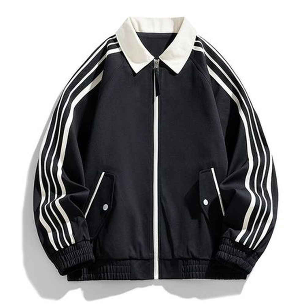 Men's Oversized Loose Sports Striped Jacket