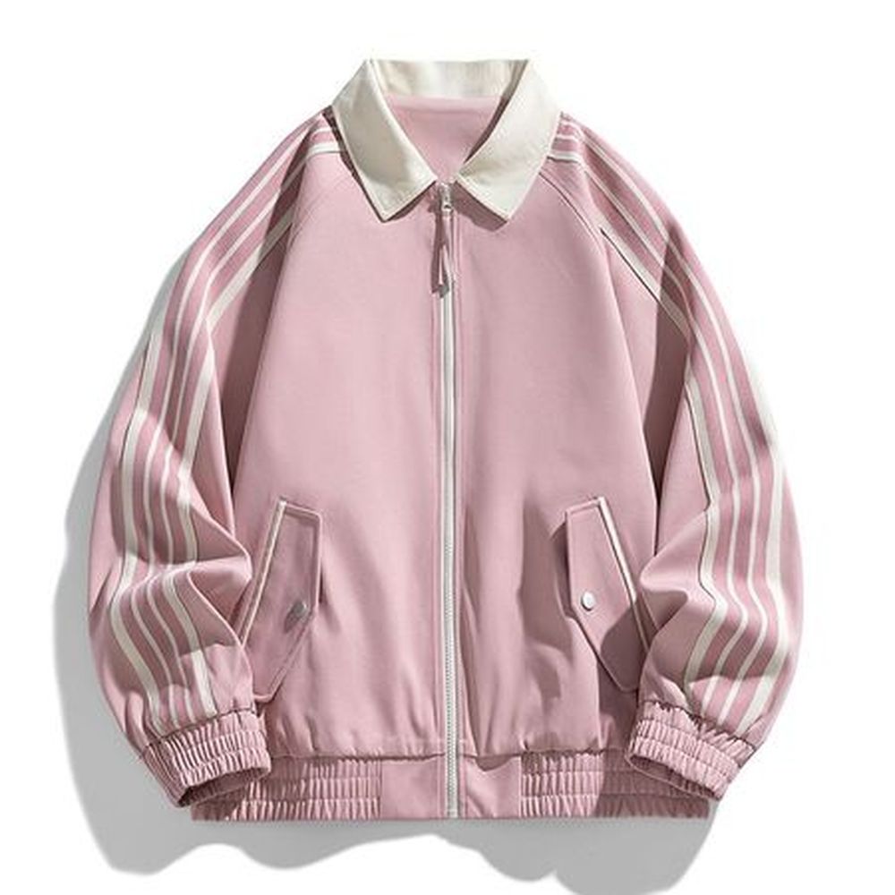 Men's Oversized Loose Sports Striped Jacket