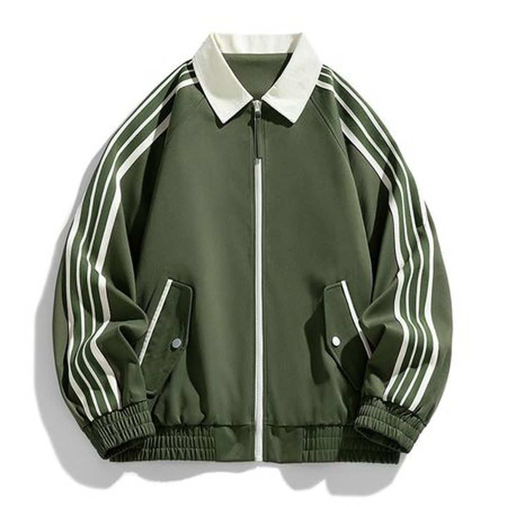 Men's Oversized Loose Sports Striped Jacket